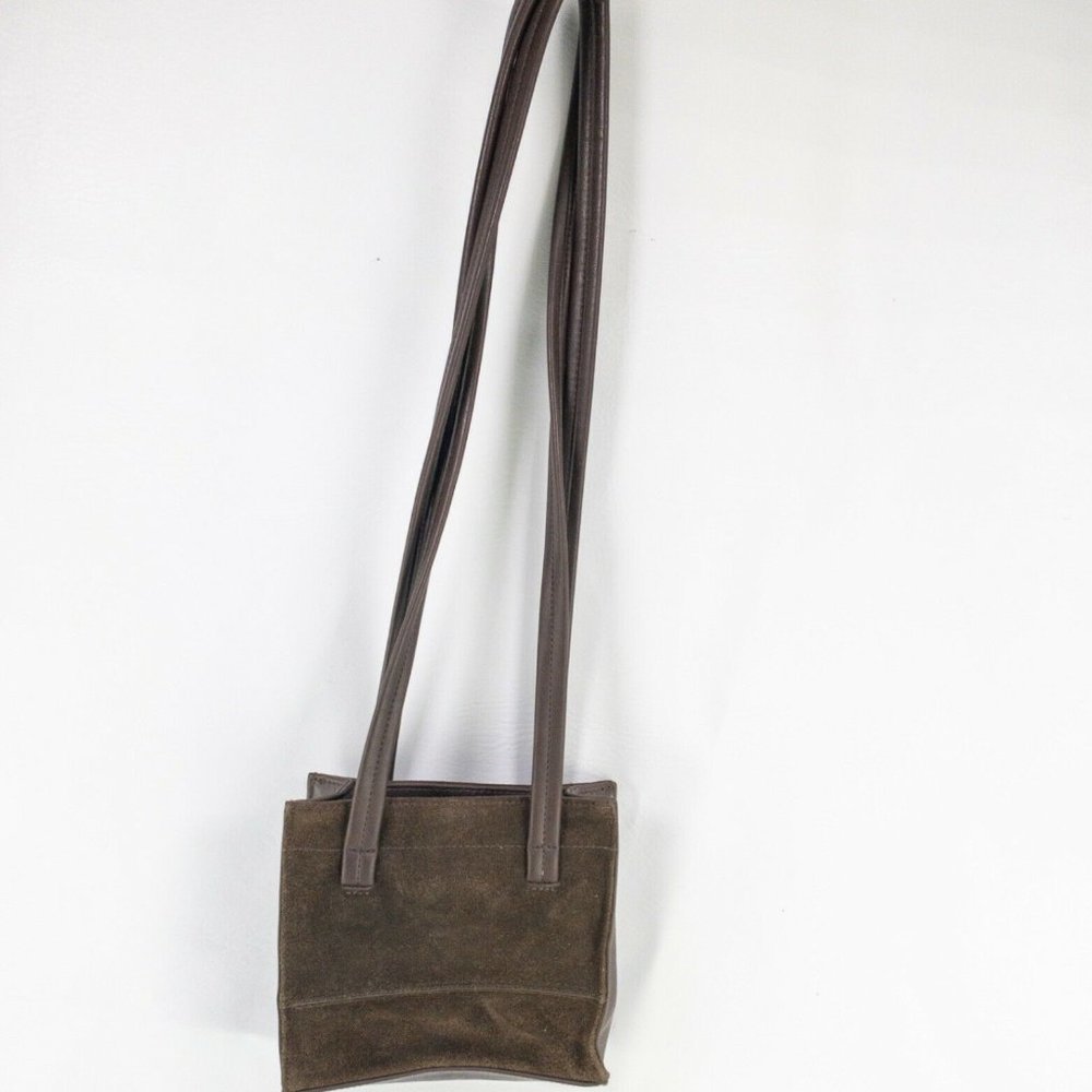 Liz Claiborne Purse Women Brown Suede Leather Mini Tote Shoulder Bag Y2K Aesthet